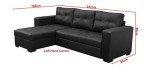 Tommy Black Faux Leather Corner Sofa Bed