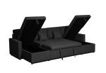 U-Shaped Black Bonded Leather Sofa Bed