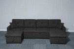 U-Shaped Black Bonded Leather Sofa Bed