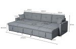 U-Shaped Black Bonded Leather Sofa Bed