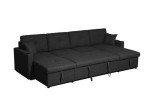 U-Shaped Black Bonded Leather Sofa Bed