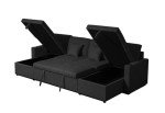 U-Shaped Black Bonded Leather Sofa Bed