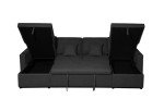 U-Shaped Black Bonded Leather Sofa Bed