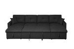 U-Shaped Black Bonded Leather Sofa Bed