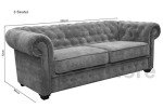 Chesterfield Grey Corner Sofa Set with Armchair