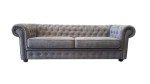 Chesterfield Grey Corner Sofa Set with Armchair
