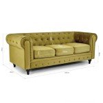 Gold Velvet Chesterfield Sofa - 3 Seater Couch