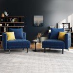 Blue Convertible Velvet Sofa with Pillows and Armrests