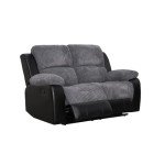 Rio Recliner Black/Grey Jumbo Cord Sofa Set