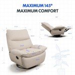 Beige Manual Recliner Armchair for Comfort