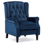 Midnight Blue Velvet Wingback Recliner Chair