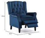 Midnight Blue Velvet Wingback Recliner Chair