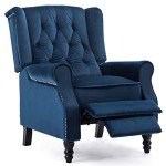 Midnight Blue Velvet Wingback Recliner Chair