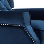 Midnight Blue Velvet Wingback Recliner Chair