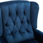 Midnight Blue Velvet Wingback Recliner Chair