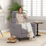Linen Upholstered Wing Back Recliner Chair