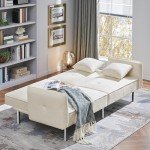Yaheetech Modern 3 Seater Sofa Bed, Ivory