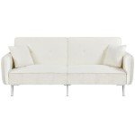 Yaheetech Modern 3 Seater Sofa Bed, Ivory