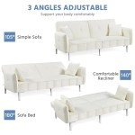 Yaheetech Modern 3 Seater Sofa Bed, Ivory