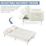 Yaheetech Modern 3 Seater Sofa Bed, Ivory