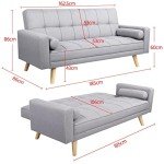Yaheetech 3-Seater Grey Sofa Bed with Wooden Legs