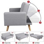Yaheetech 3-Seater Grey Sofa Bed with Wooden Legs