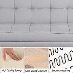 Yaheetech 3-Seater Grey Sofa Bed with Wooden Legs