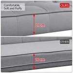 Yaheetech 3-Seater Grey Sofa Bed with Wooden Legs