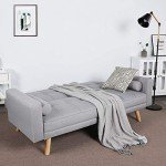 Yaheetech 3-Seater Grey Sofa Bed with Wooden Legs