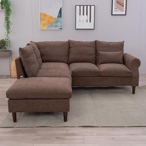 Panana Brown 5-Seater Corner Sofa with USB Port