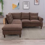 Panana Brown 5-Seater Corner Sofa with USB Port