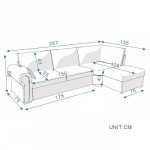Panana Modern L-Shaped Sectional Sofa with USB Port