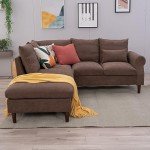 Panana Brown 5-Seater Corner Sofa with USB Port