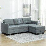 Modular Convertible Sectional Sofa with Storage - Dark Grey