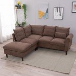 Panana Brown 5-Seater Corner Sofa with USB Port