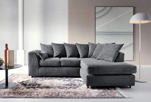 Grey L-Shaped Corner Sofa with Thick Cushions