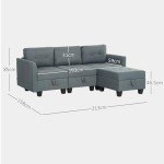 Modular Convertible Sectional Sofa with Storage - Dark Grey