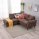 Panana Brown 5-Seater Corner Sofa with USB Port