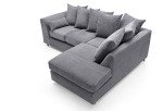 Grey L-Shaped Corner Sofa with Thick Cushions