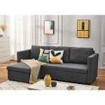 Dark Gray L-Shaped Sleeper Sectional Sofa with Chaise