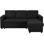 Reversible L-Shaped Sofa Bed with Storage - Black