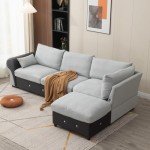 Light Gray L-Shaped Sectional Sofa with USB Port
