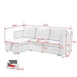 Dark Gray L-Shaped Sleeper Sectional Sofa with Chaise