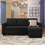 Reversible L-Shaped Sofa Bed with Storage - Black