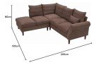 5-Seater Brown Linen Corner Sofa with USB Port