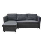 Dark Gray L-Shaped Sleeper Sectional Sofa with Chaise