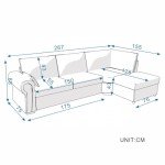Dark Grey L-Shaped Sectional Sofa with USB Port