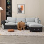 Light Gray L-Shaped Sectional Sofa with USB Port