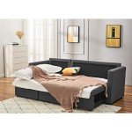 Dark Gray L-Shaped Sleeper Sectional Sofa with Chaise