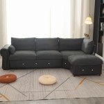 Dark Grey L-Shaped Sectional Sofa with USB Port